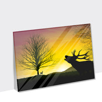 Hirsch & Sonnenuntergang – Acrylglasplatte