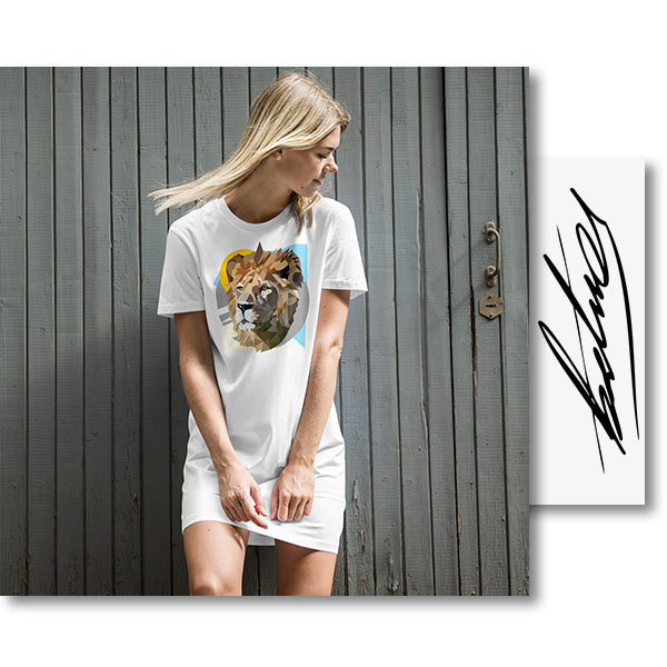 T-Shirt-Kleid – Löwe Mosaik